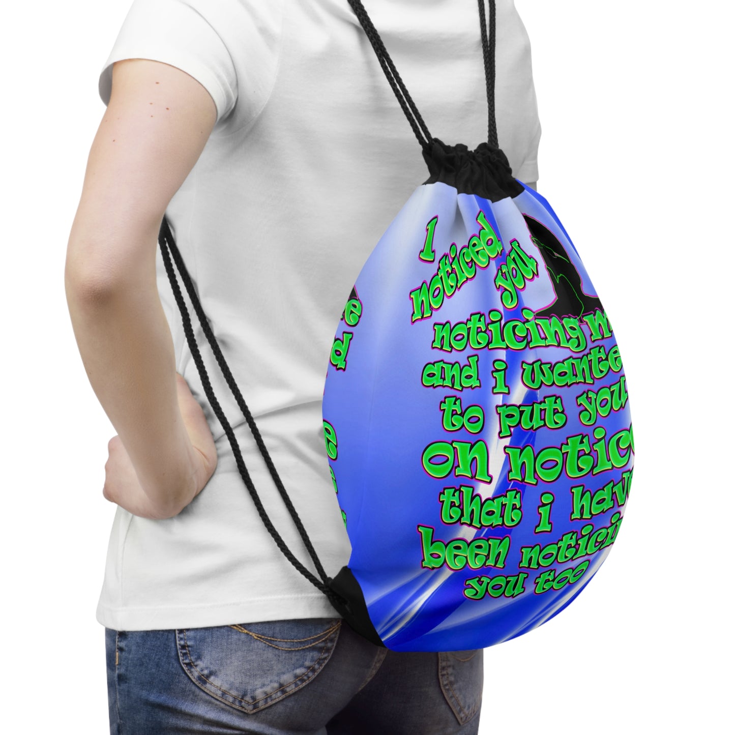 noticed you noticing - Drawstring Bag (blue-white wave)