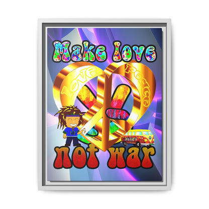 love peace - framed canvas art (grey-pink wave)
