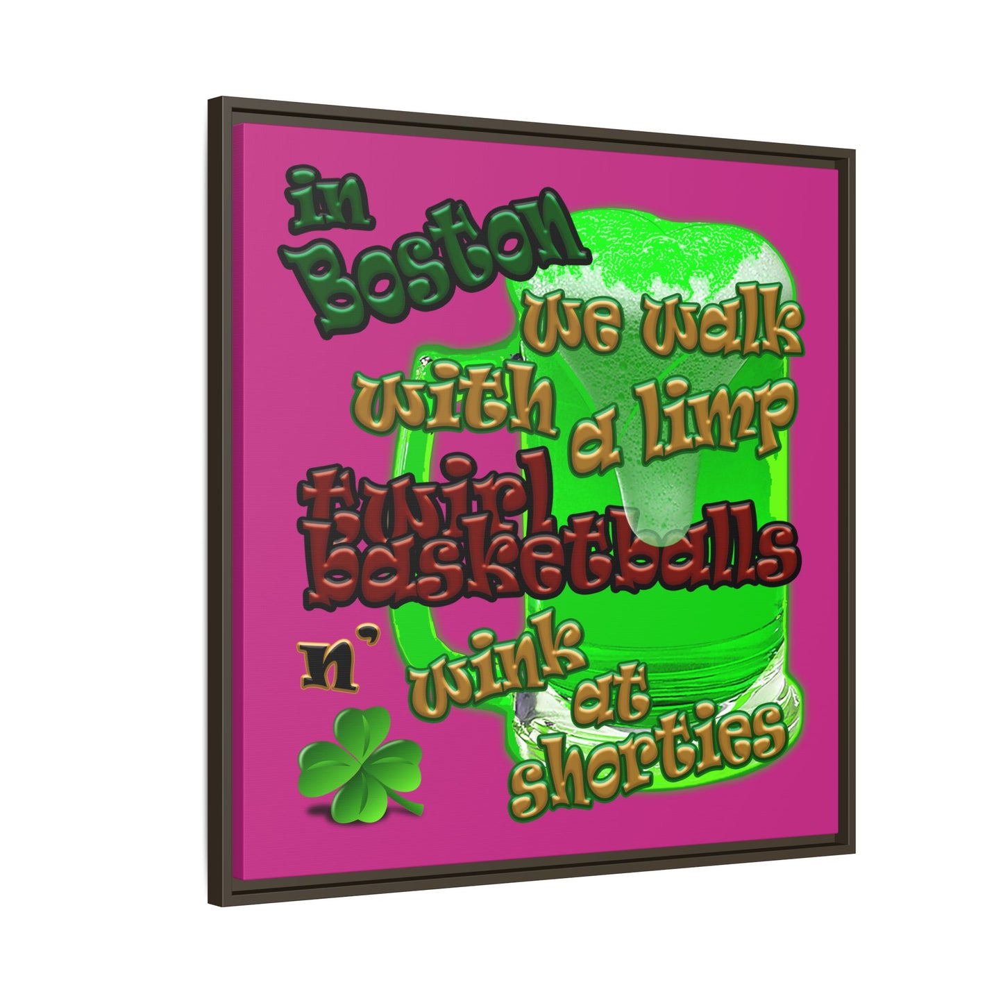 celtics logo - framed canvas art (pink)