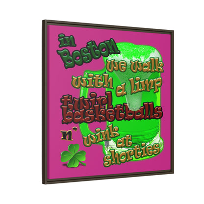 celtics logo - framed canvas art (pink)