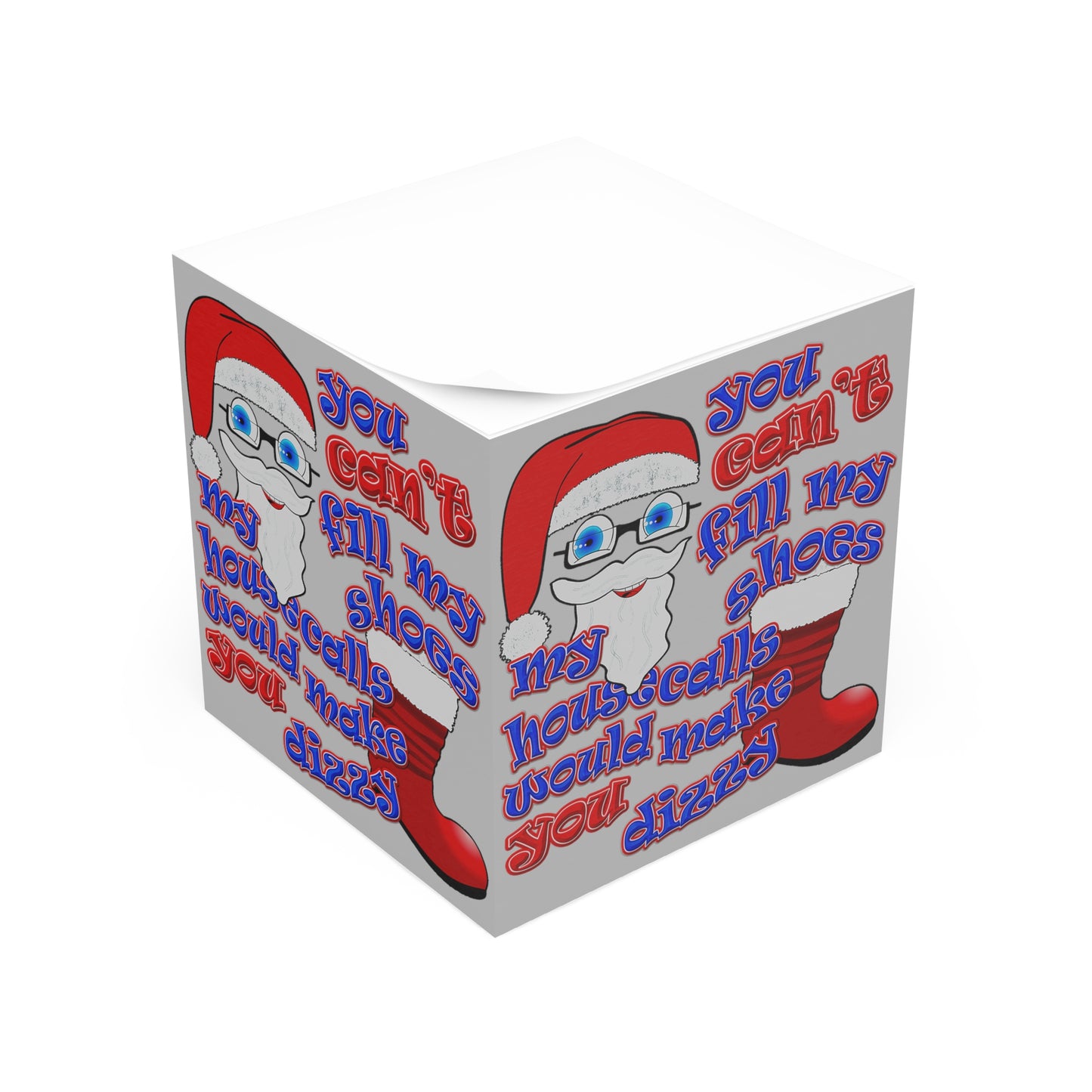 santa's shoes - note cube (light grey)
