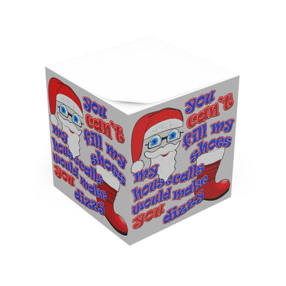 santa's shoes - note cube (light grey)