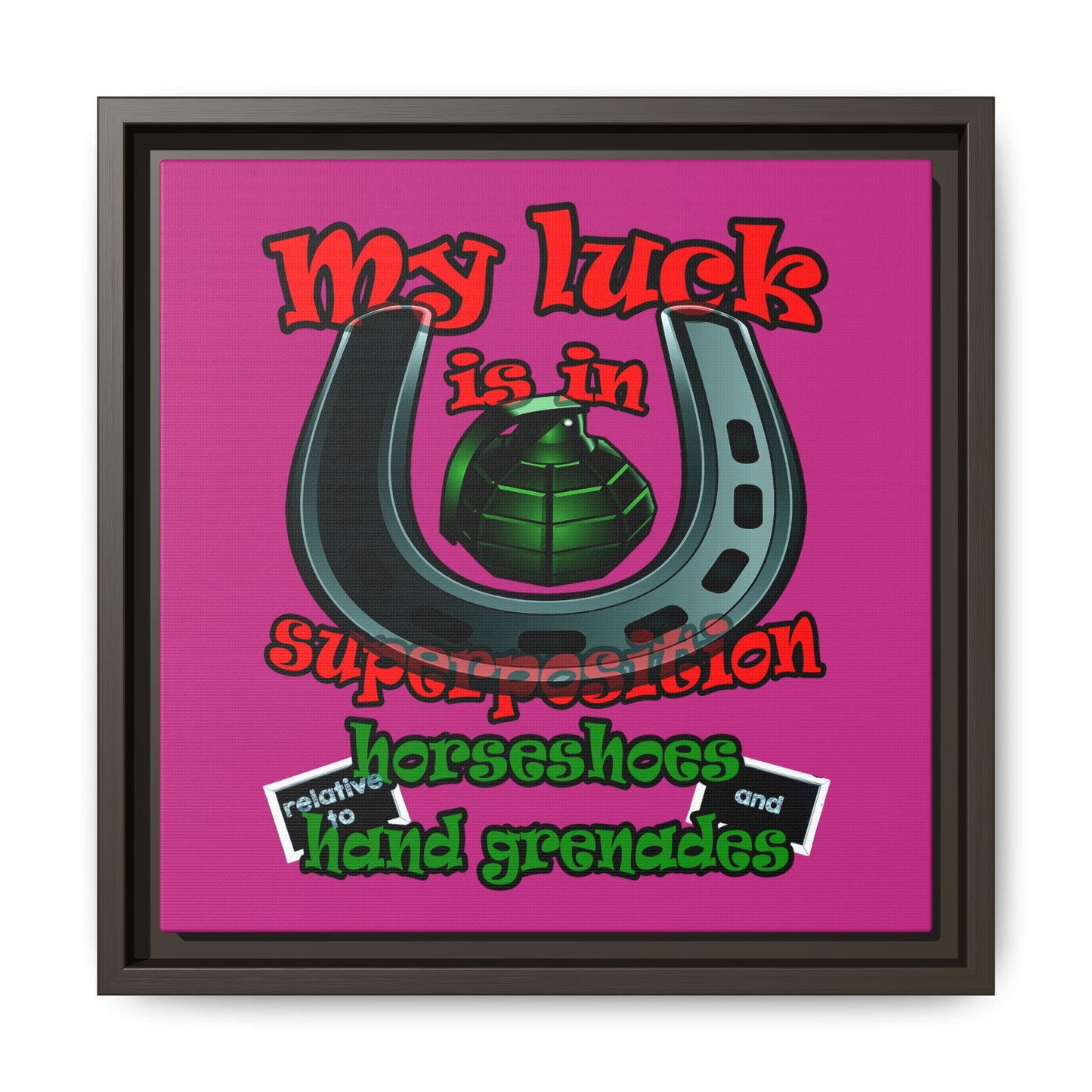 my luck - framed canvas art (pink)