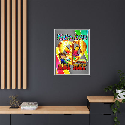 love peace - framed canvas art (rainbow split)