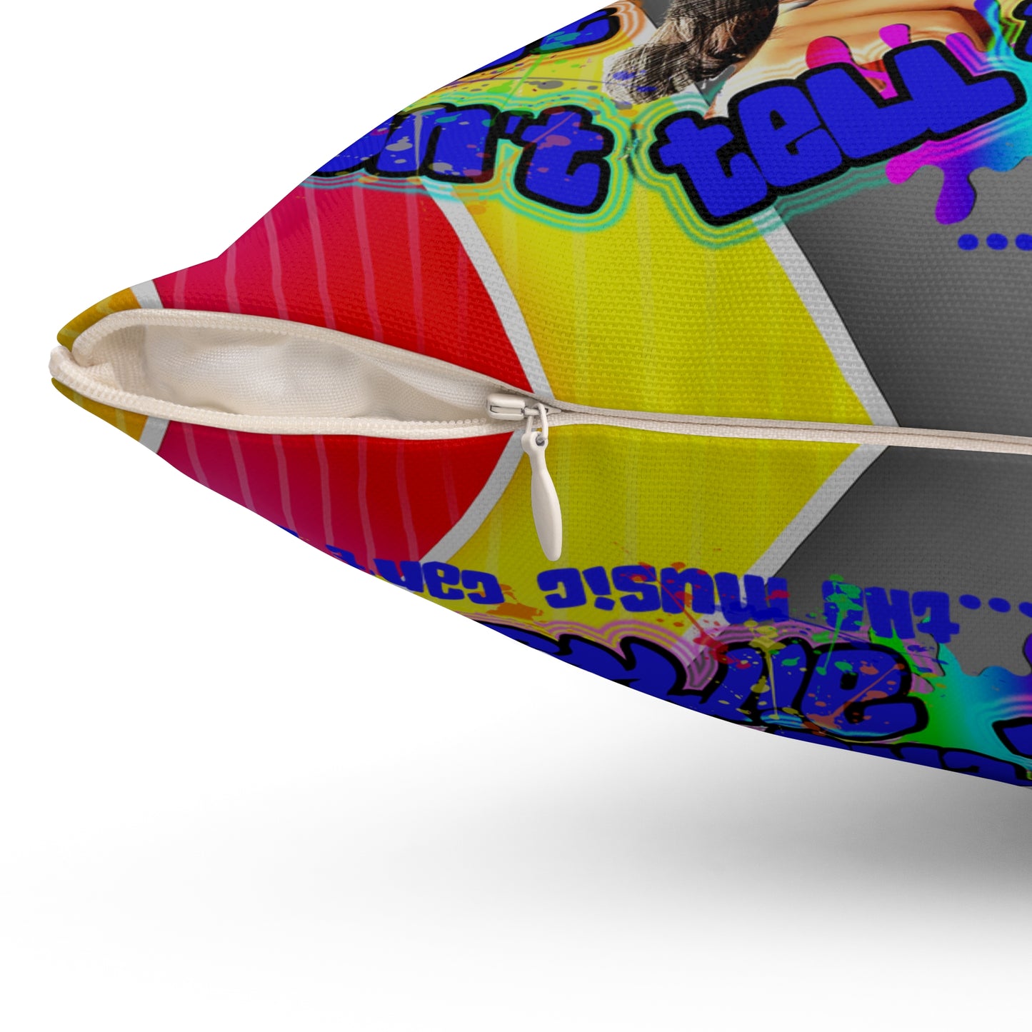 drop the beat - Spun Polyester Square Pillow - (rainbow split)
