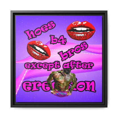 hoes b4 bros - framed canvas art (purple-pink wave)