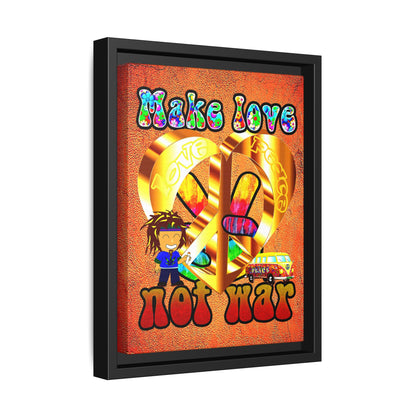 love peace - framed canvas art (burnt orange)