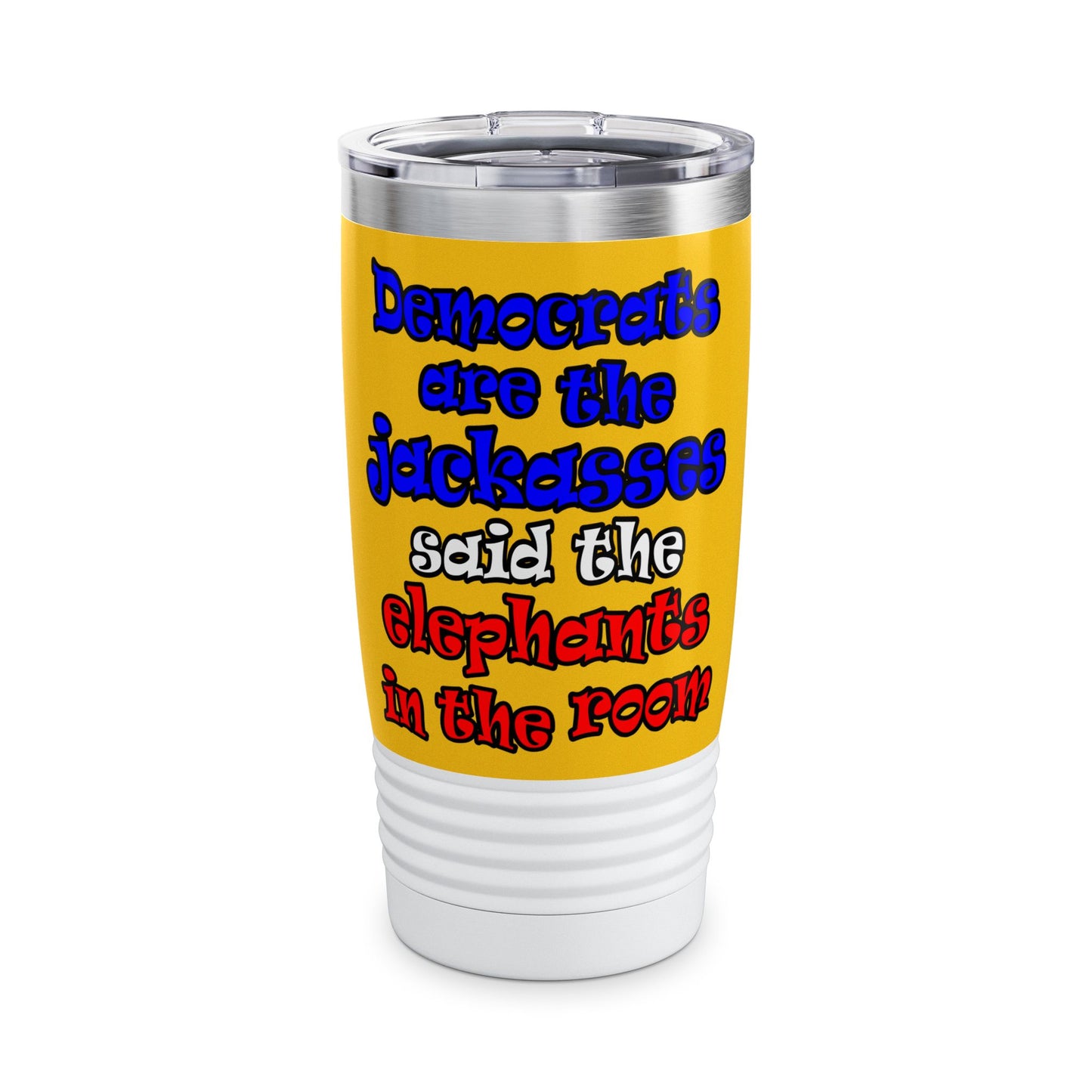 donkeys and elephants - Ringneck Tumbler, 20oz (yellow)
