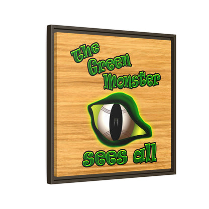 green monster - framed canvas art (butterscotch wood finish)