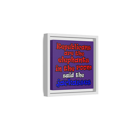 donkeys and elephants - framed canvas art (purple)