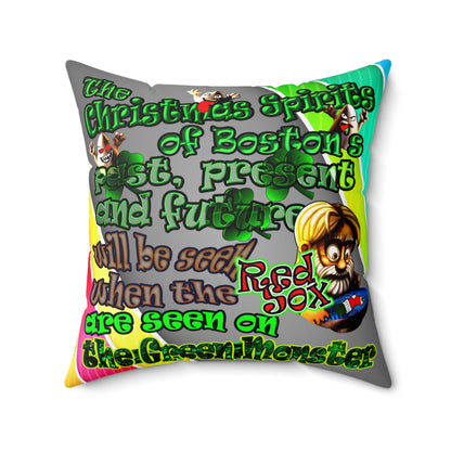 christmas spirits of boston - Spun Polyester Square Pillow - (rainbow split)