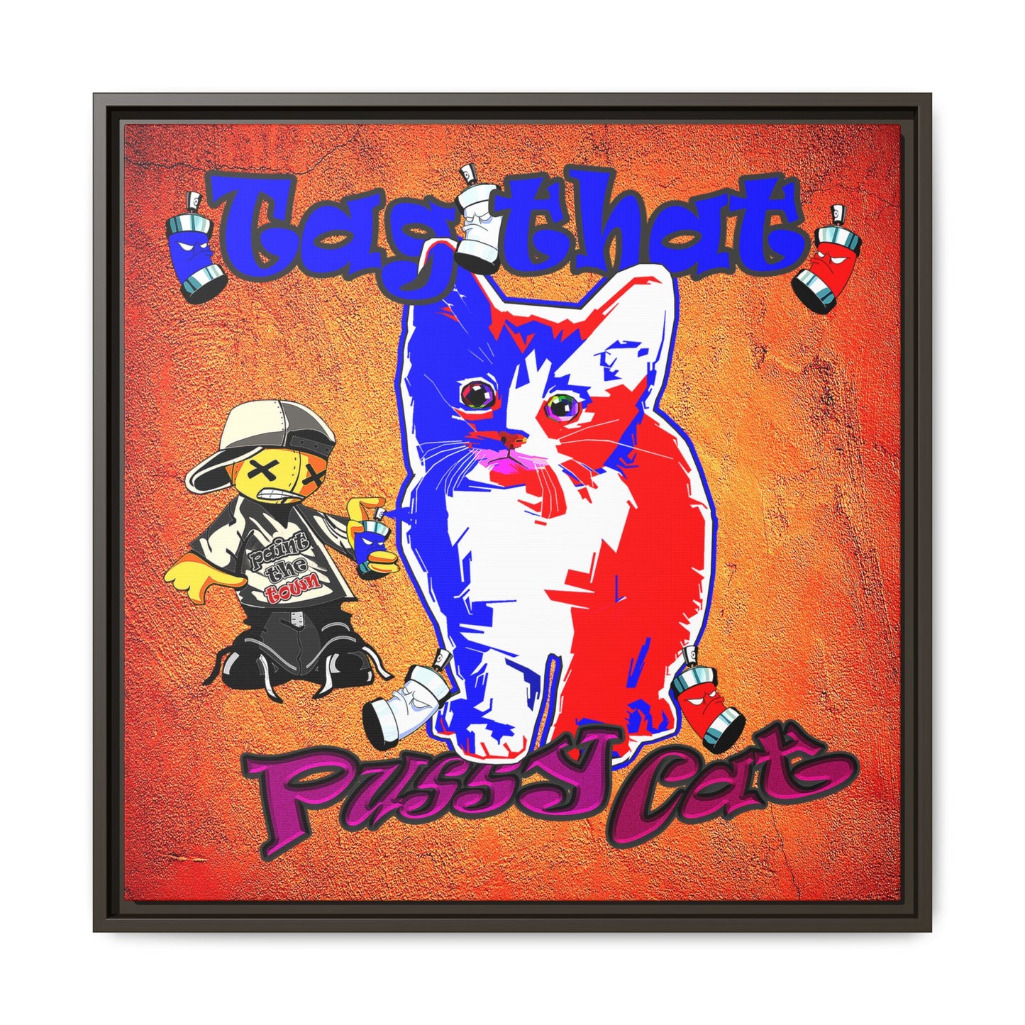 tag that - framed canvas art (burnt orange)