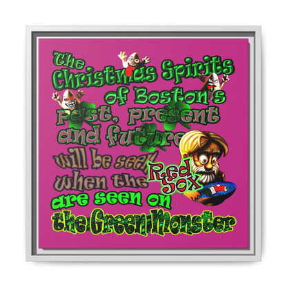 christmas spirits of boston - framed canvas art (pink)