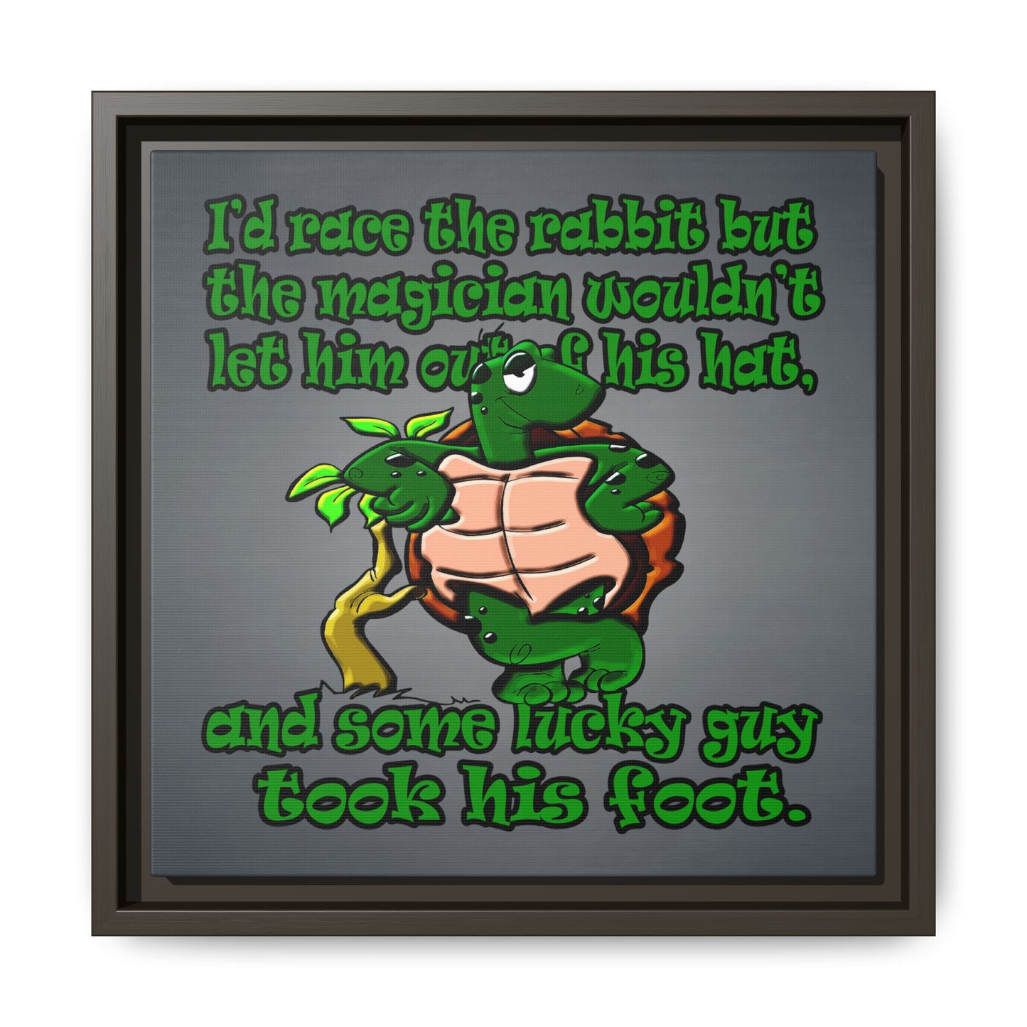 turtle race - framed canvas art (grey-light grey)