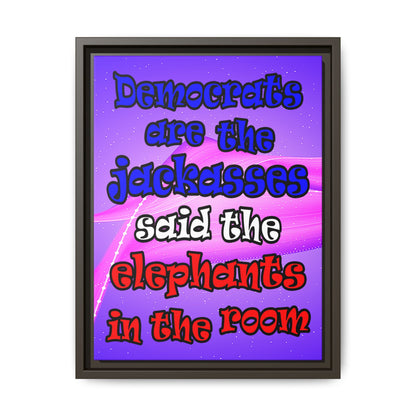 donkeys and elephants - framed canvas art (purple-pink wave)