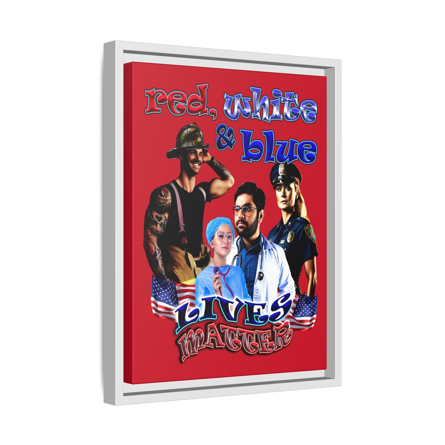 rw&b lives matter - framed canvas art (dark red)