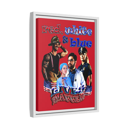 rw&b lives matter - framed canvas art (dark red)