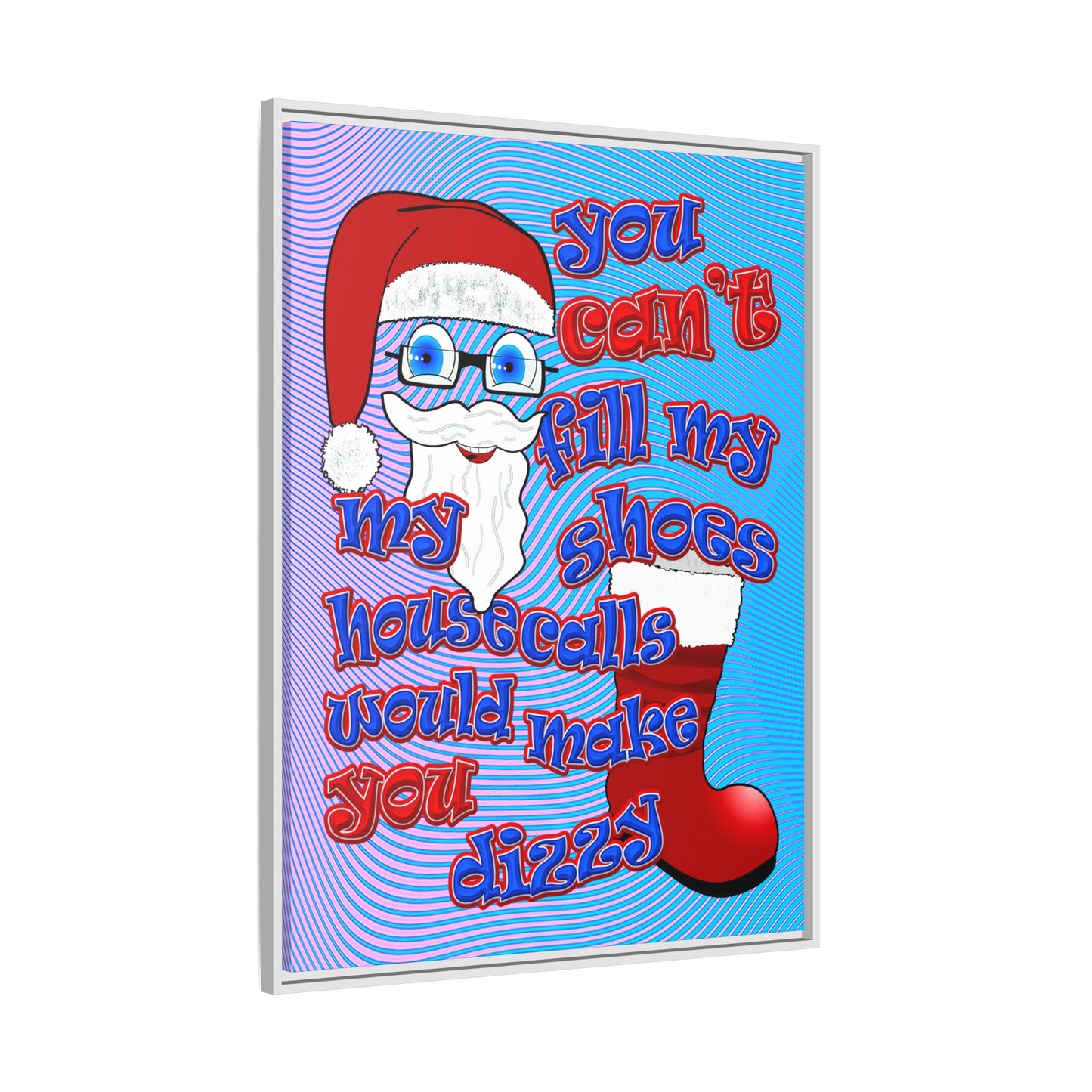 santa's shoes - framed canvas art (light blue-purple wave)