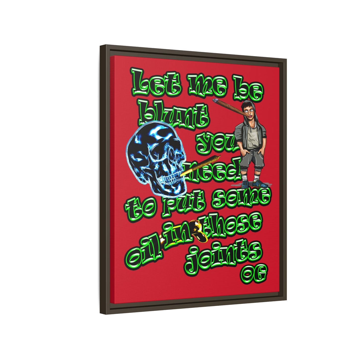 og - framed canvas art (dark red)