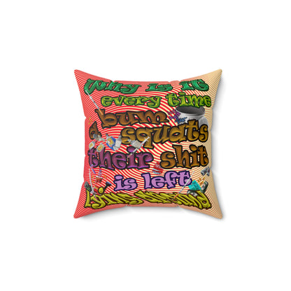 the bum's shit - Spun Polyester Square Pillow - (yellow-orange wave)