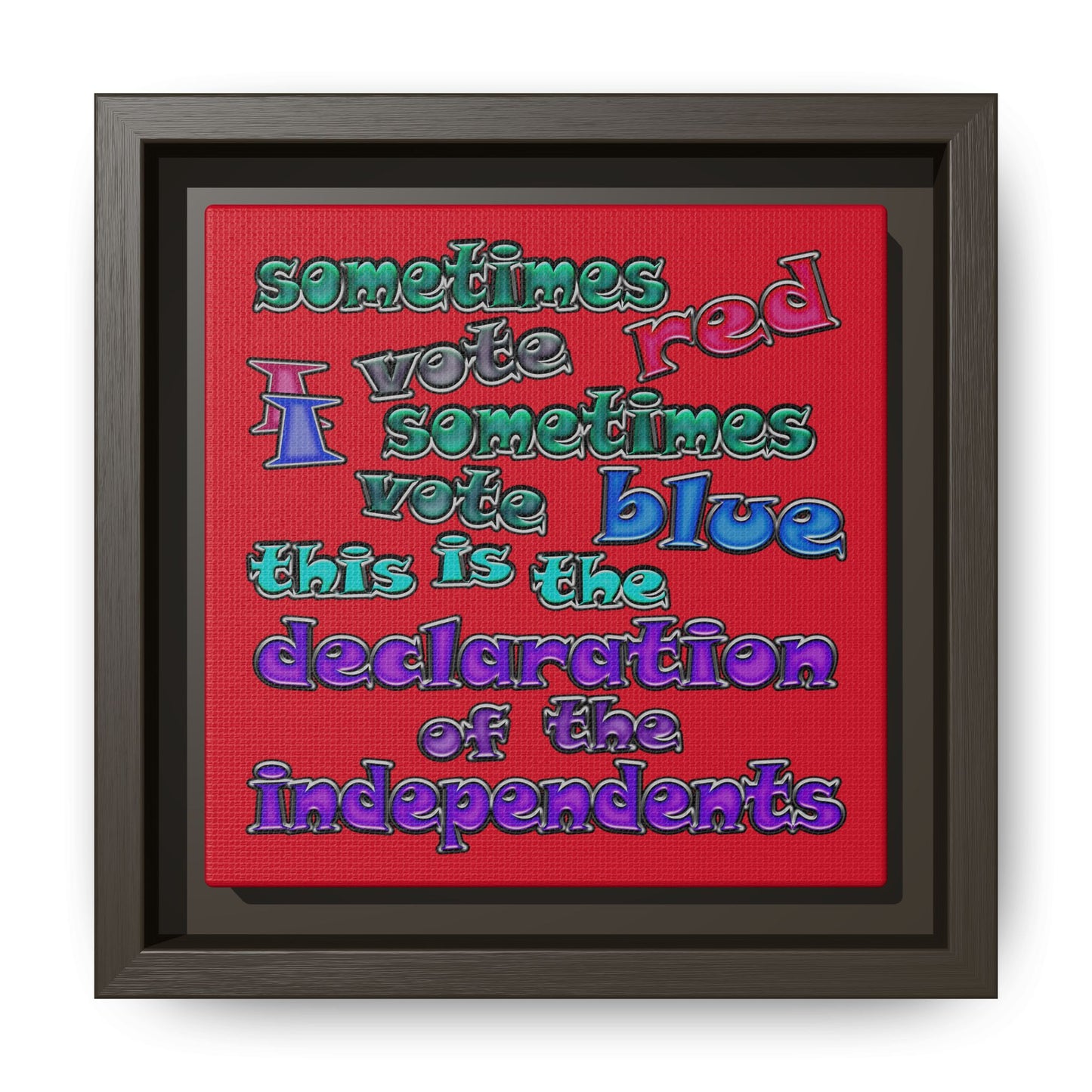 declaration of the independents - framed canvas art (dark red)