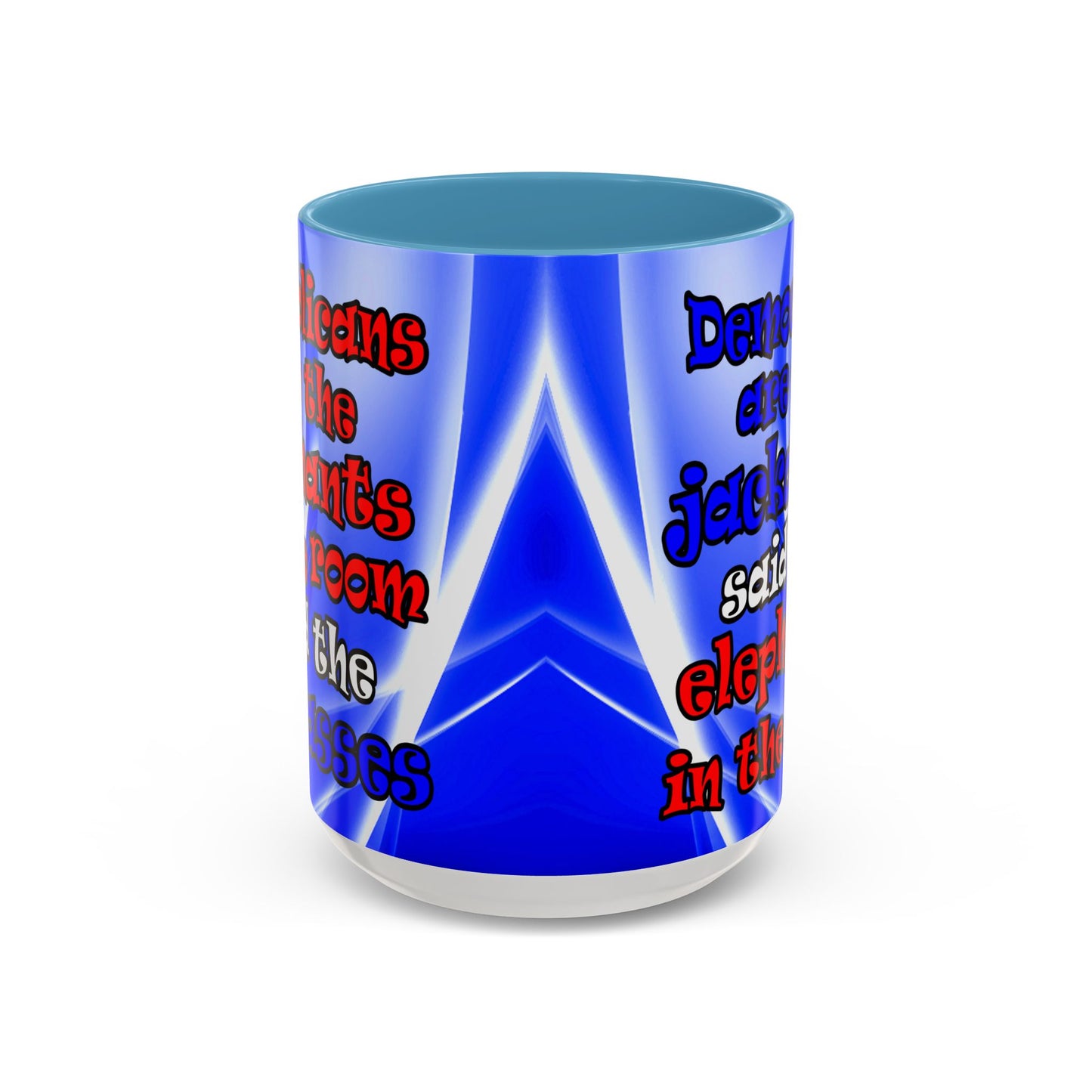 donkeys and elephants - Accent Mug (blue-white wave)
