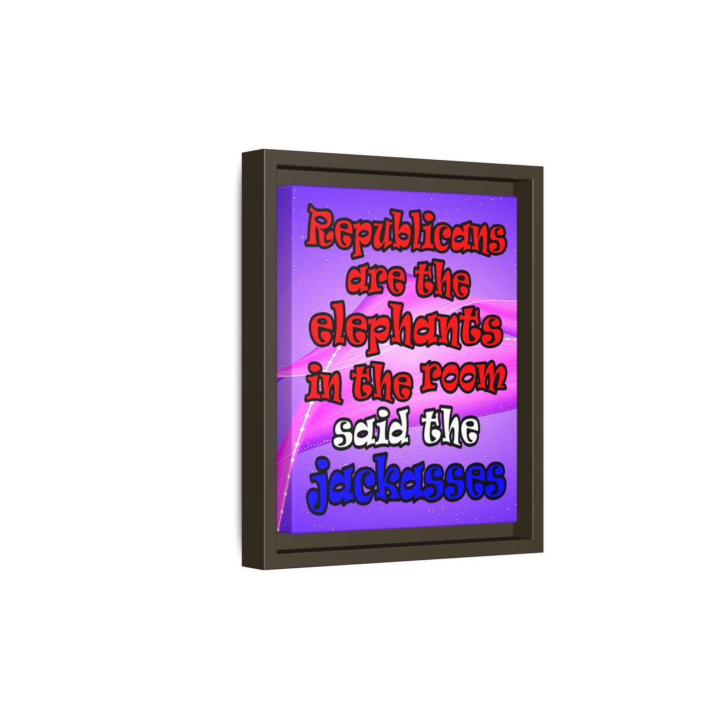 donkeys and elephants - framed canvas art (purple-pink wave)