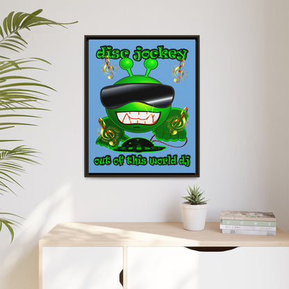 disc jockey - framed canvas art (light blue)