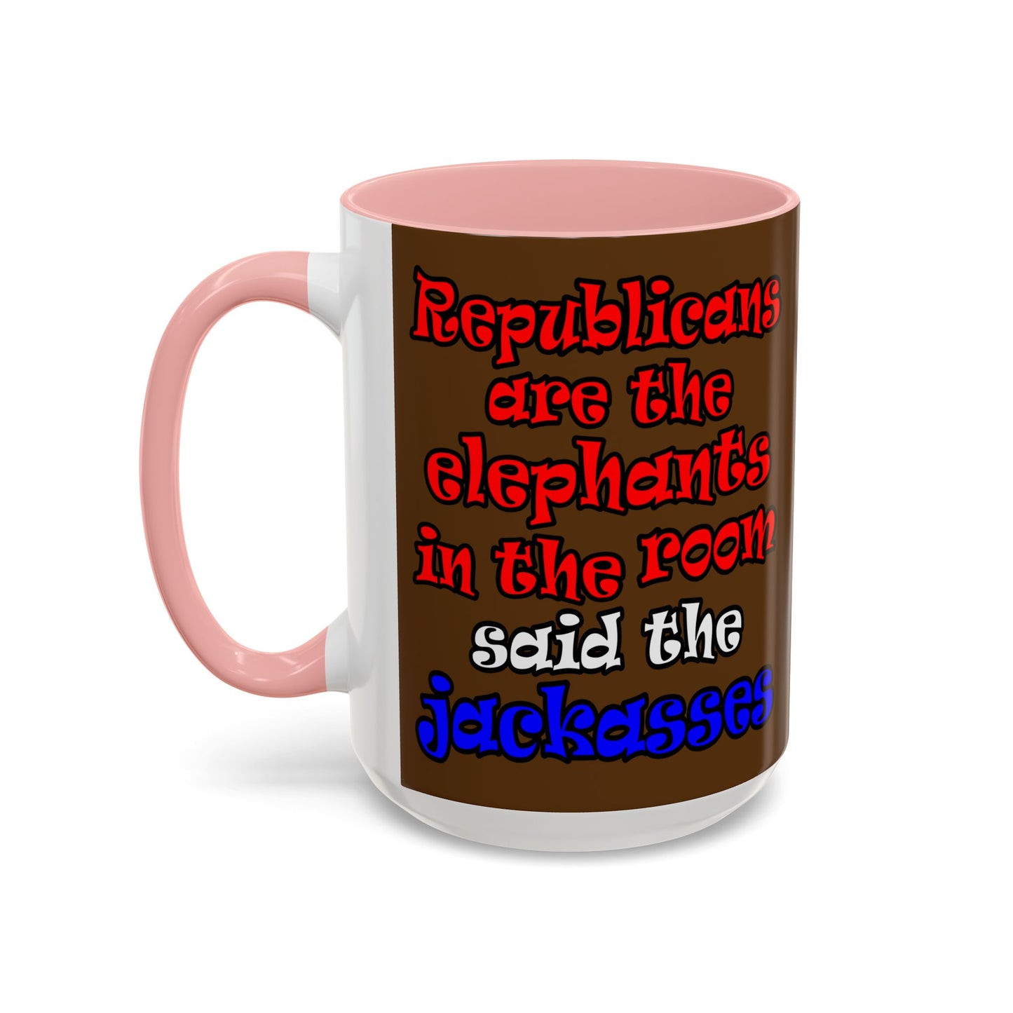 donkeys and elephants - Accent Mug (brown)