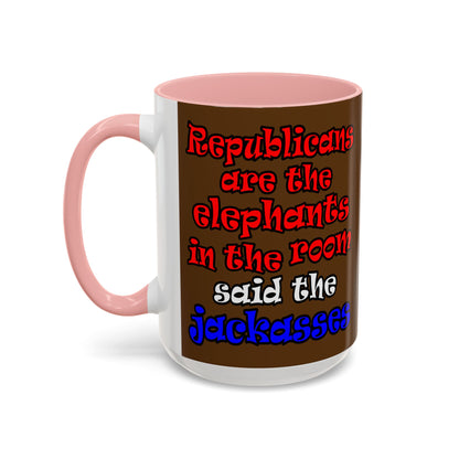 donkeys and elephants - Accent Mug (brown)