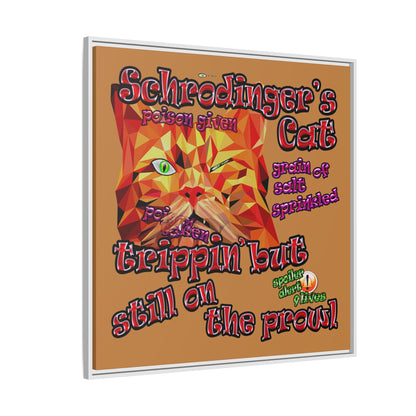 schrodinger's cat - framed canvas art (light brown)