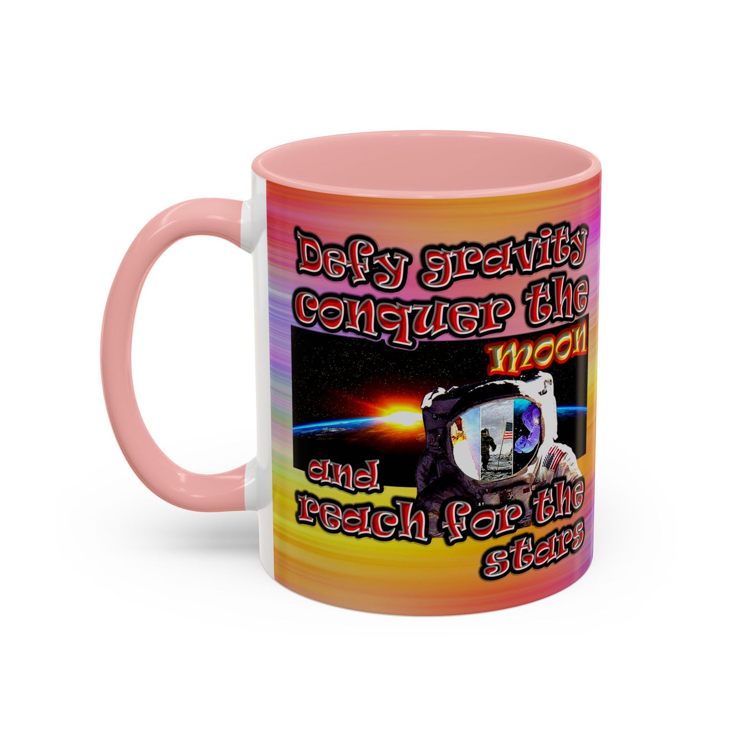 defy conquer reach - Accent Mug (color blur)