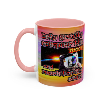 defy conquer reach - Accent Mug (color blur)