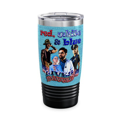 rw&b lives matter - Ringneck Tumbler, 20oz (faded blue)