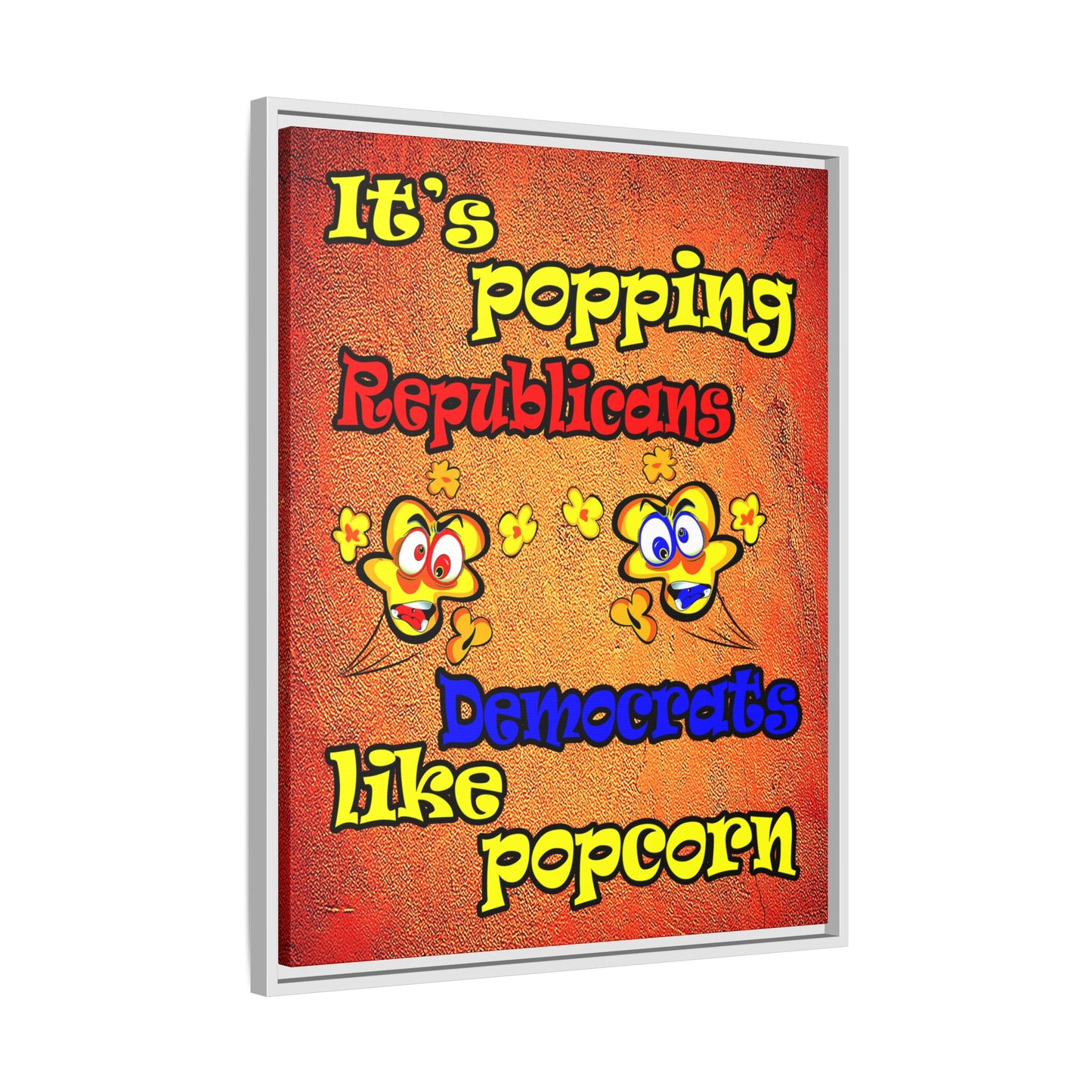 popping like popcorn - framed canvas art (burnt orange)