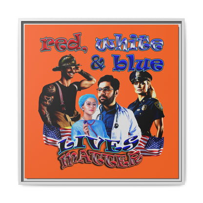 rw&b lives matter - framed canvas art (orange)