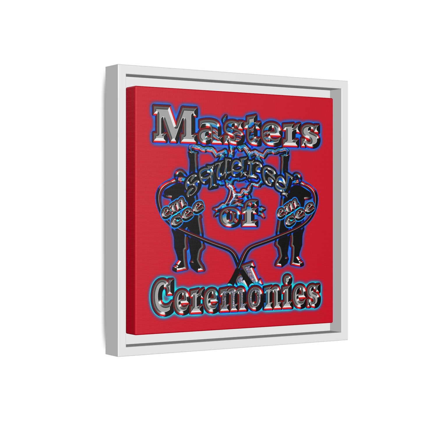 em cee squared - framed canvas art (dark red)