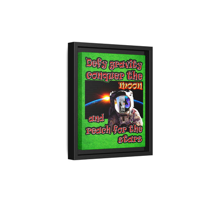 defy conquer reach - framed canvas art (green turf)
