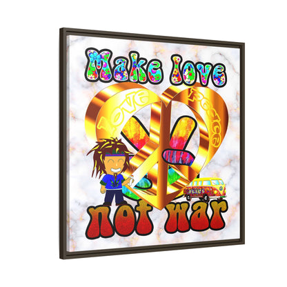love peace - framed canvas art (white marble)