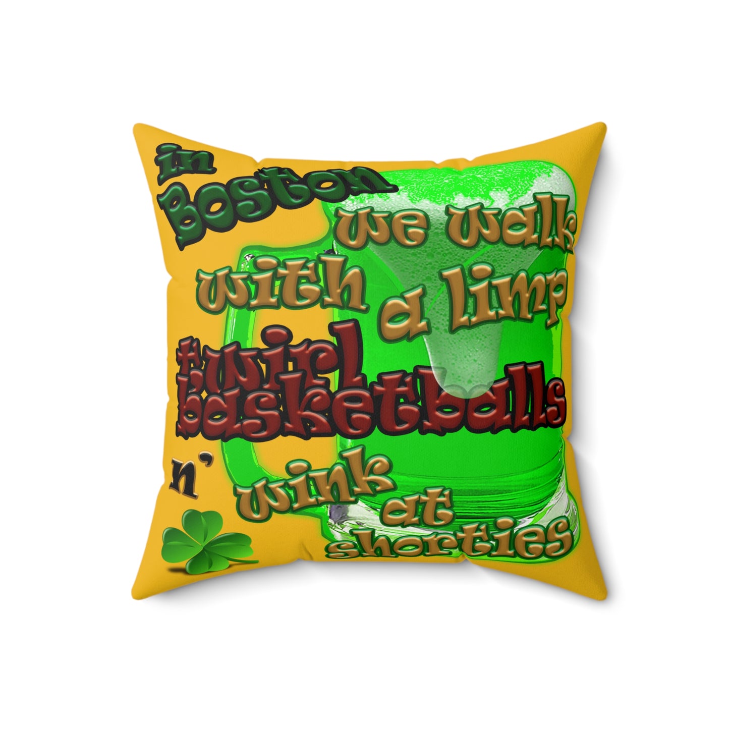 celtics logo - Faux Suede Square Pillow - (yellow)
