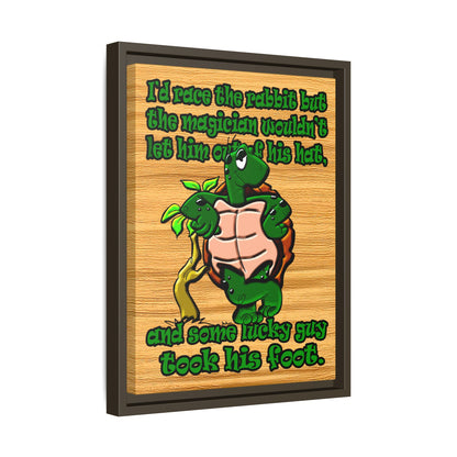 turtle race - framed canvas art (butterscotch wood finish)