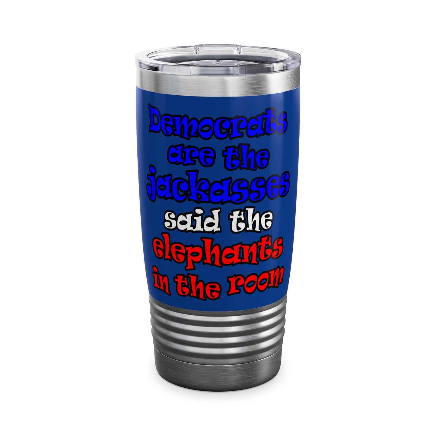 donkeys and elephants - Ringneck Tumbler, 20oz (dark blue)