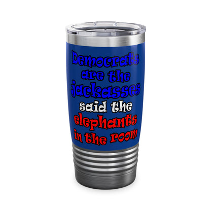 donkeys and elephants - Ringneck Tumbler, 20oz (dark blue)