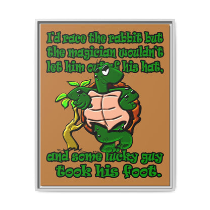 turtle race - framed canvas art (light brown)