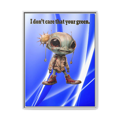I don't care that your green - framed canvas art (blue-white wave)