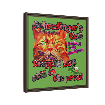 schrodinger's cat - framed canvas art (green)