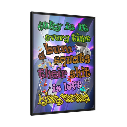 the bum's shit - framed canvas art (grey-pink wave)