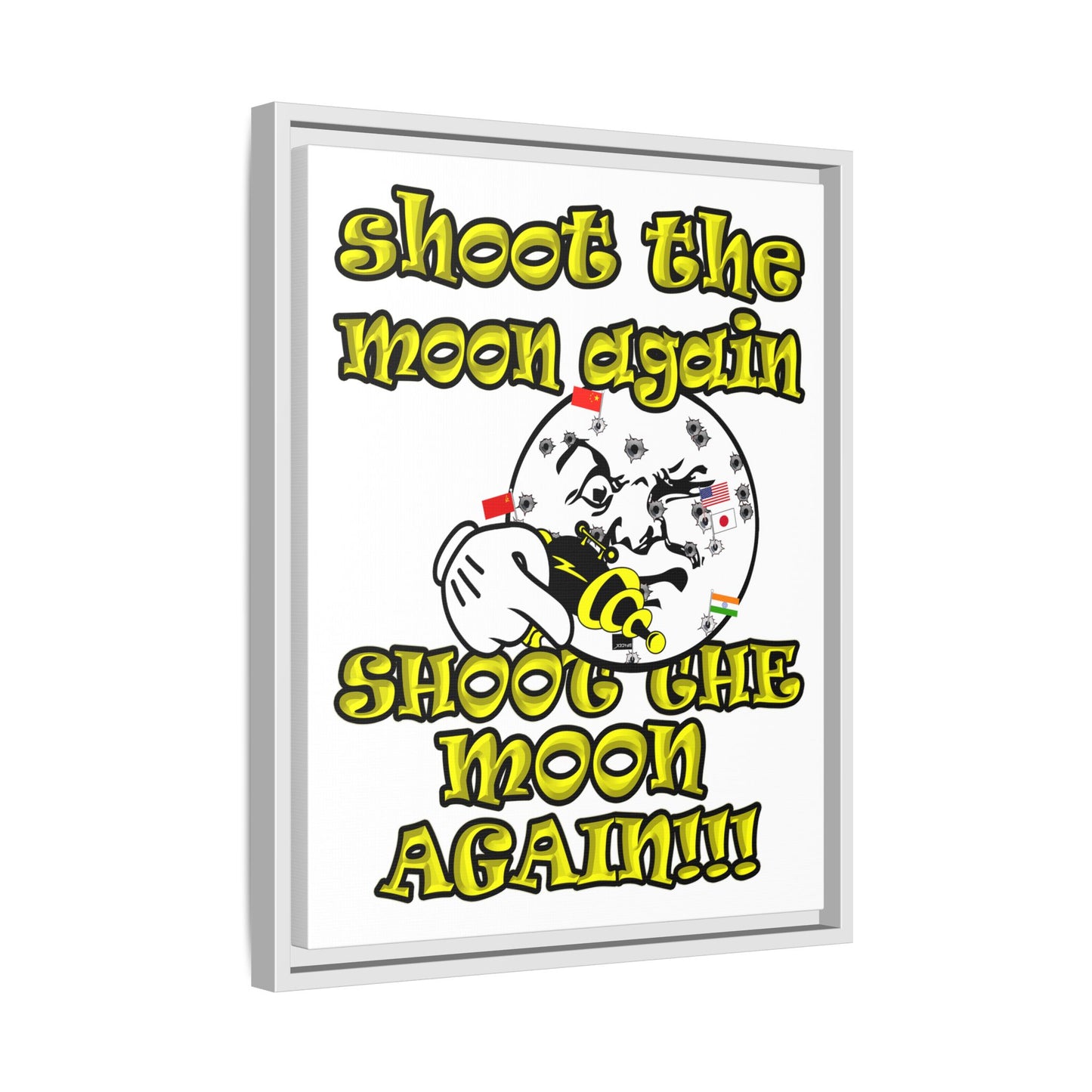 shoot the moon again - framed canvas art (white)