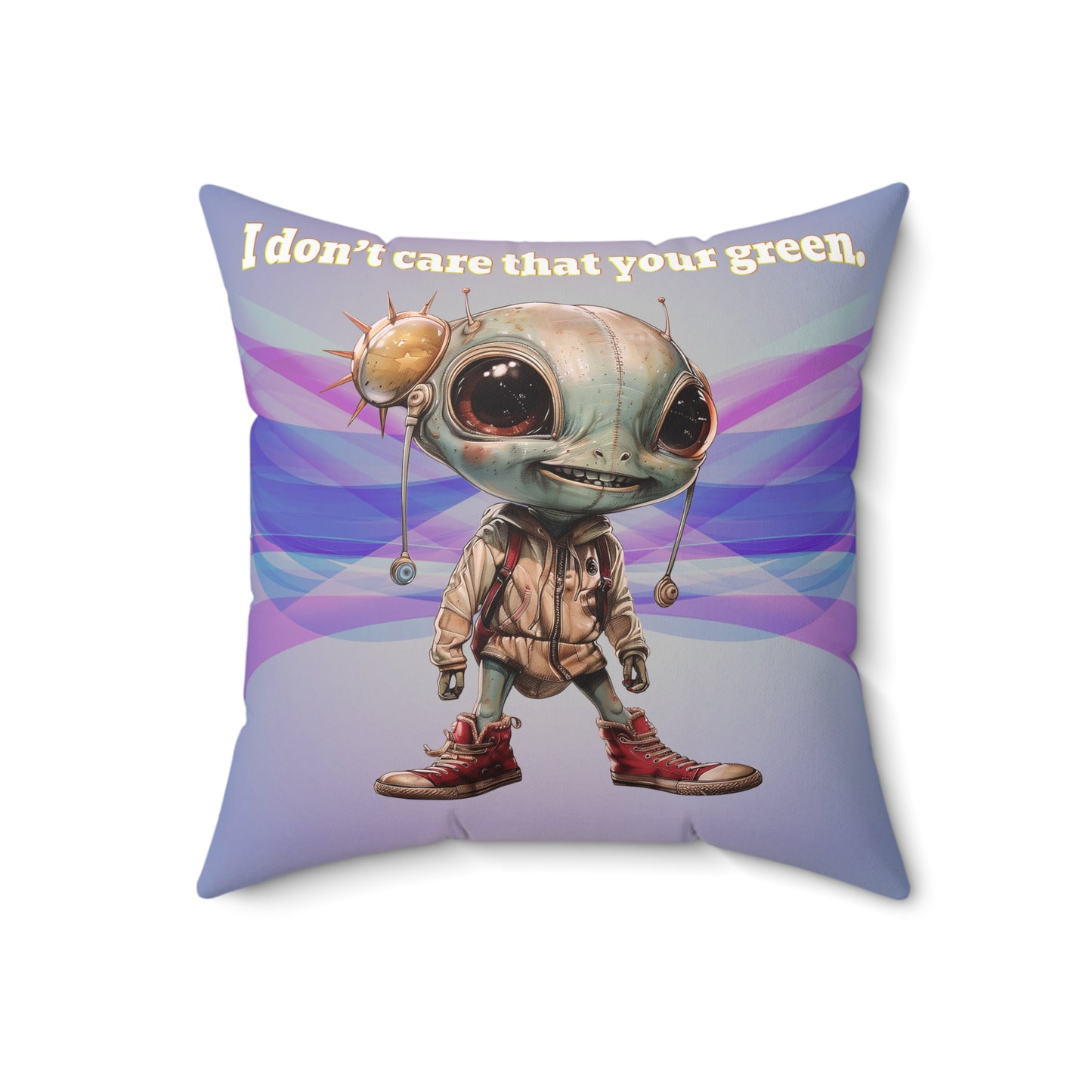 I don't care that your grey - Spun Polyester Square Pillow - (light blue-pink wave)