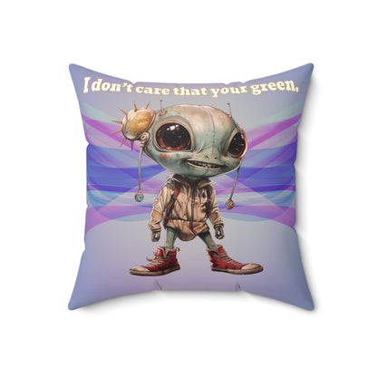 I don't care that your grey - Spun Polyester Square Pillow - (light blue-pink wave)